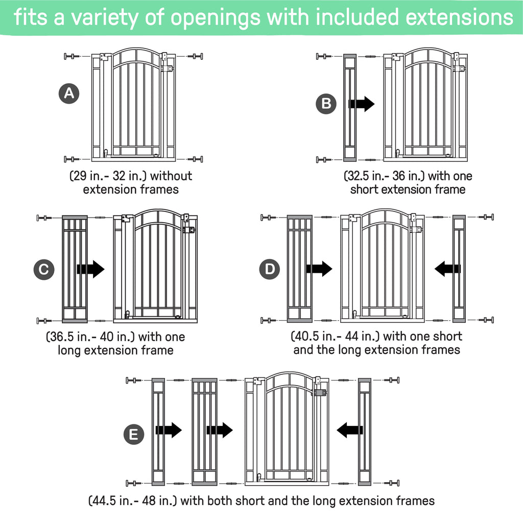 Doorway 48W Series Safety Pet and Baby Gate, openings 29-48 Wide, 36 Tall - White