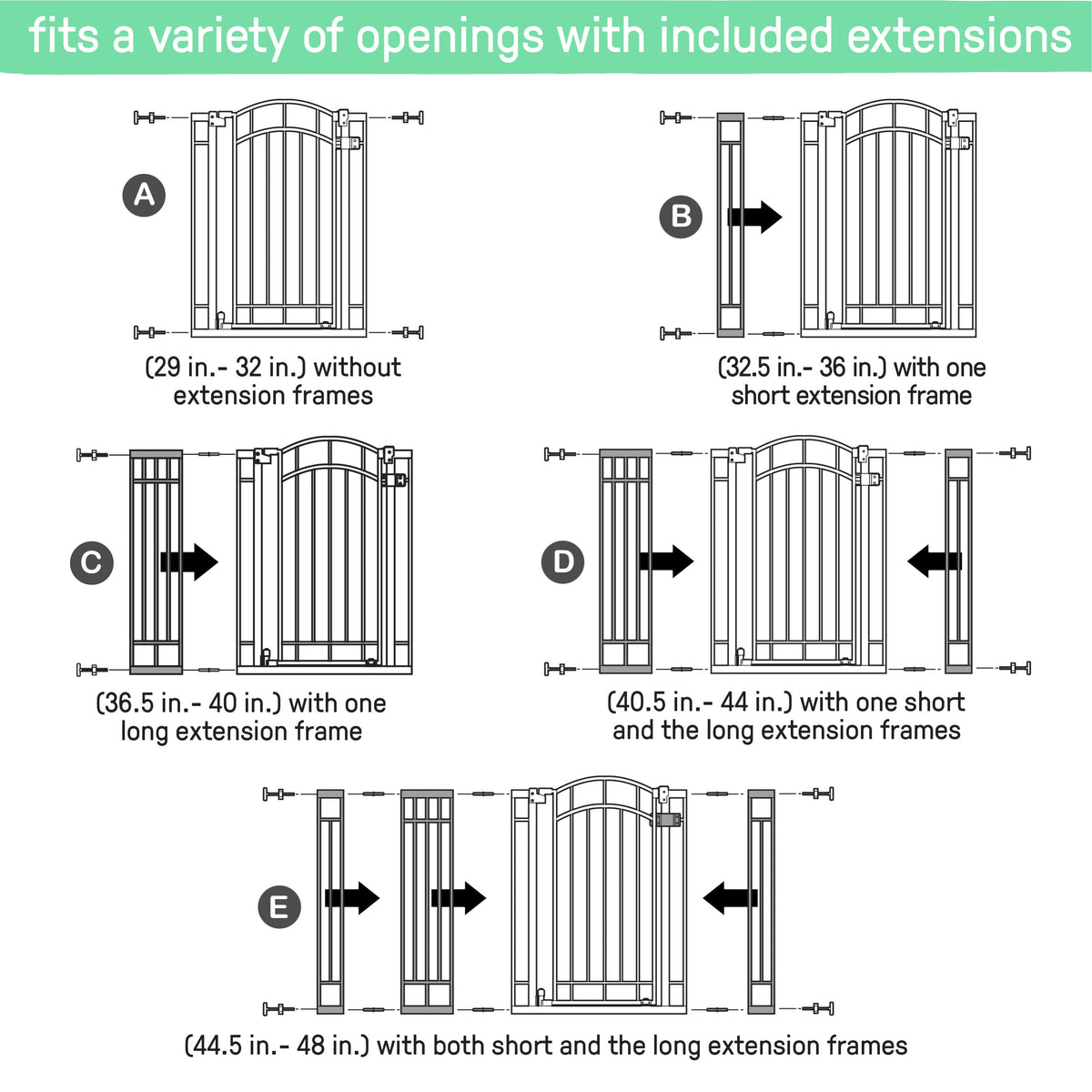 Doorway 48W Series Safety Pet and Baby Gate, openings 29-48 Wide, 36 Tall - White