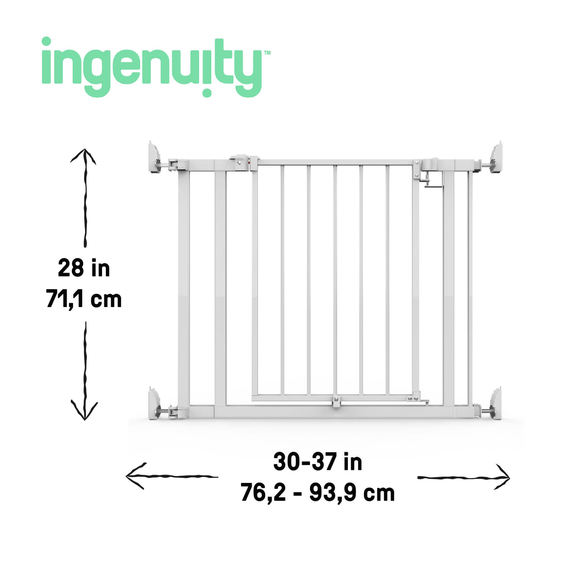 The Doorway 37W Series Pet and Baby Gate with Quad-Cam Lock, Openings from 30-37 Wide - White
