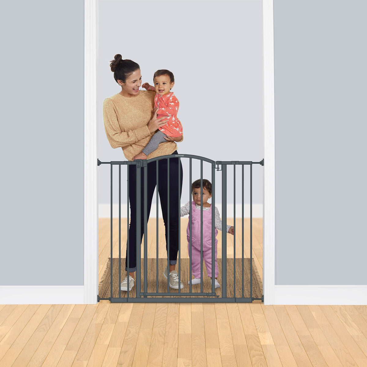 Extra Tall Decor Safety Gate, Openings 28-38.25 Wide, 26 Tall - Gray