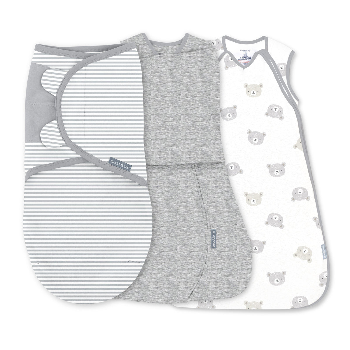 SwaddleMe by Ingenuity Stages of Sleep Gift Set, 3-Piece Swaddle & Sleep Sack Set  Bears