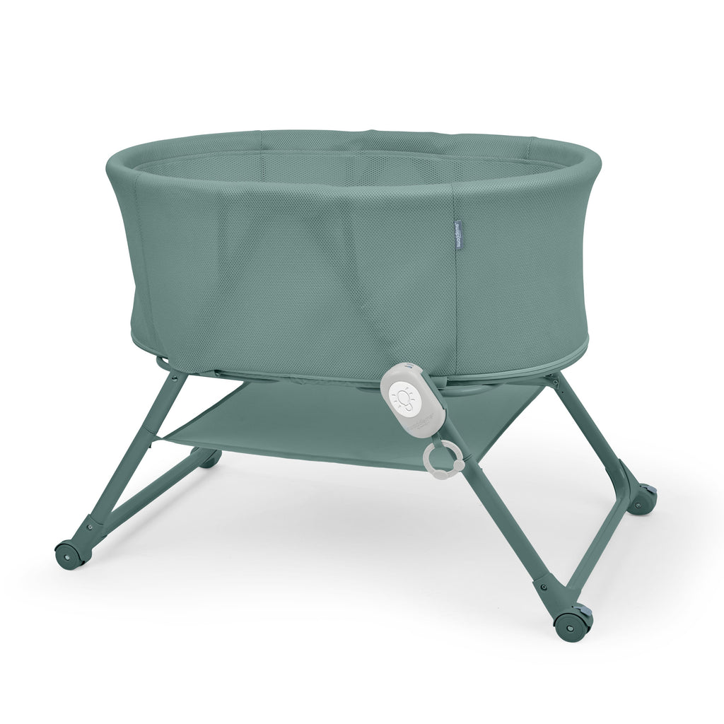 Ingenuity Snooze & Stow Easy-Folding Bassinet with Sound, Light & Vibration - Luxe Evergreen