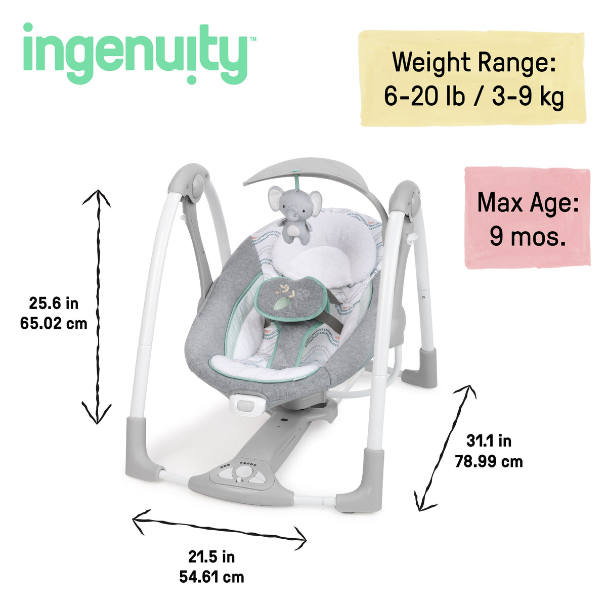 Ingenuity ConvertMe Swing-2-Seat Portable Baby Swing & Seat - Swell