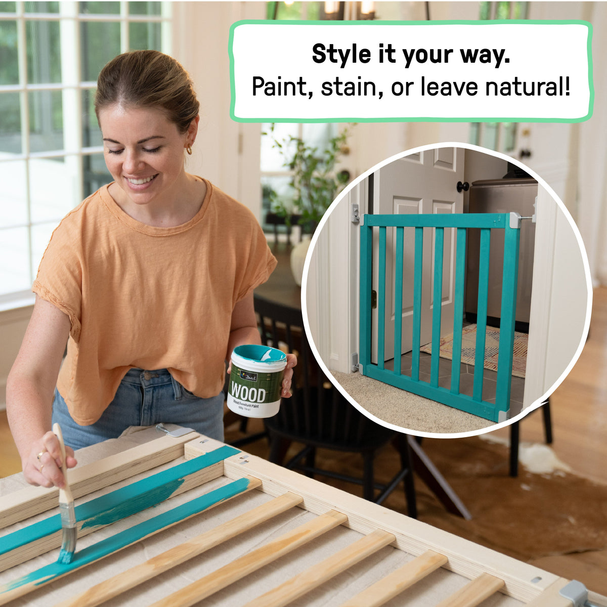 The Doorway 36S Series Custom Collection Pet and Baby Gate, Openings 30-36 Wide, 22 Tall - Natural Wood