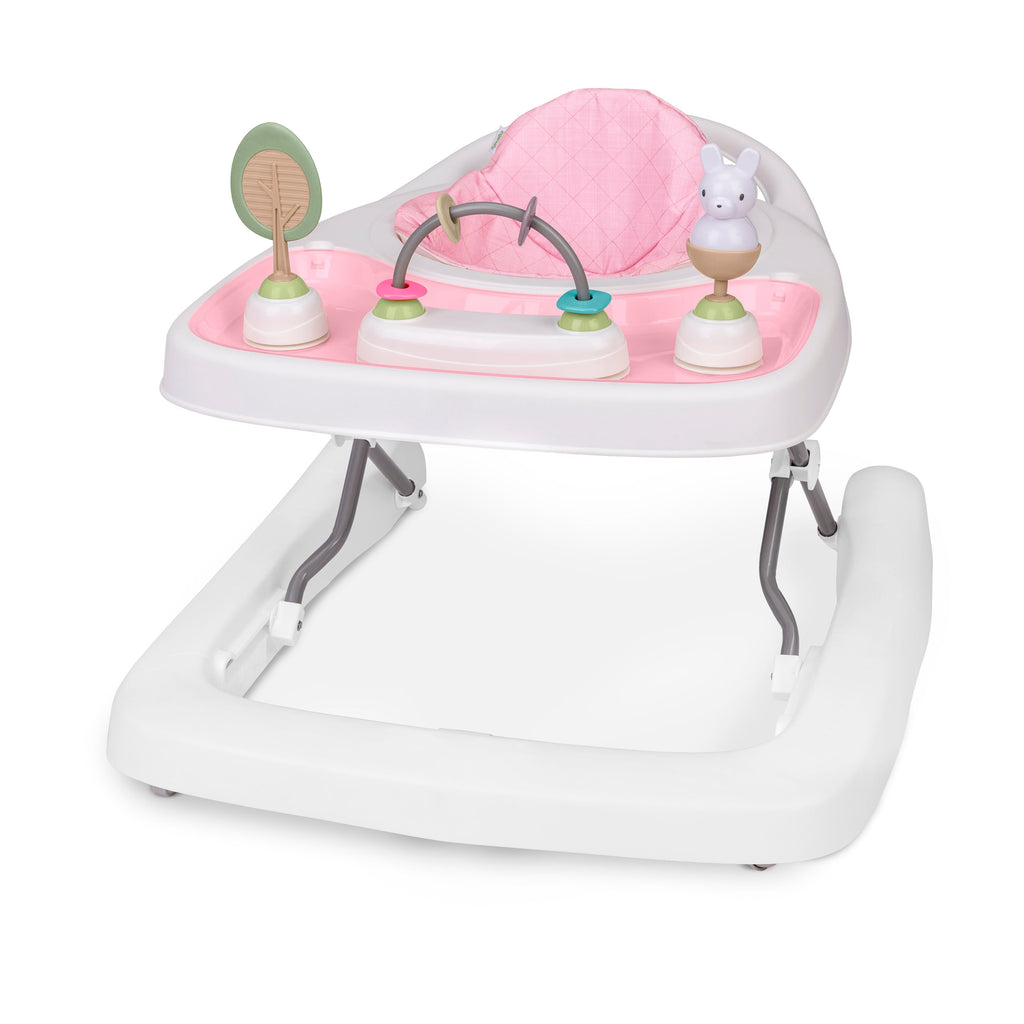 Ingenuity Step & Sprout 3-in-1 Foldable Baby Activity Walker with Removable Toys Ages 6 months +, First Forest - Pink