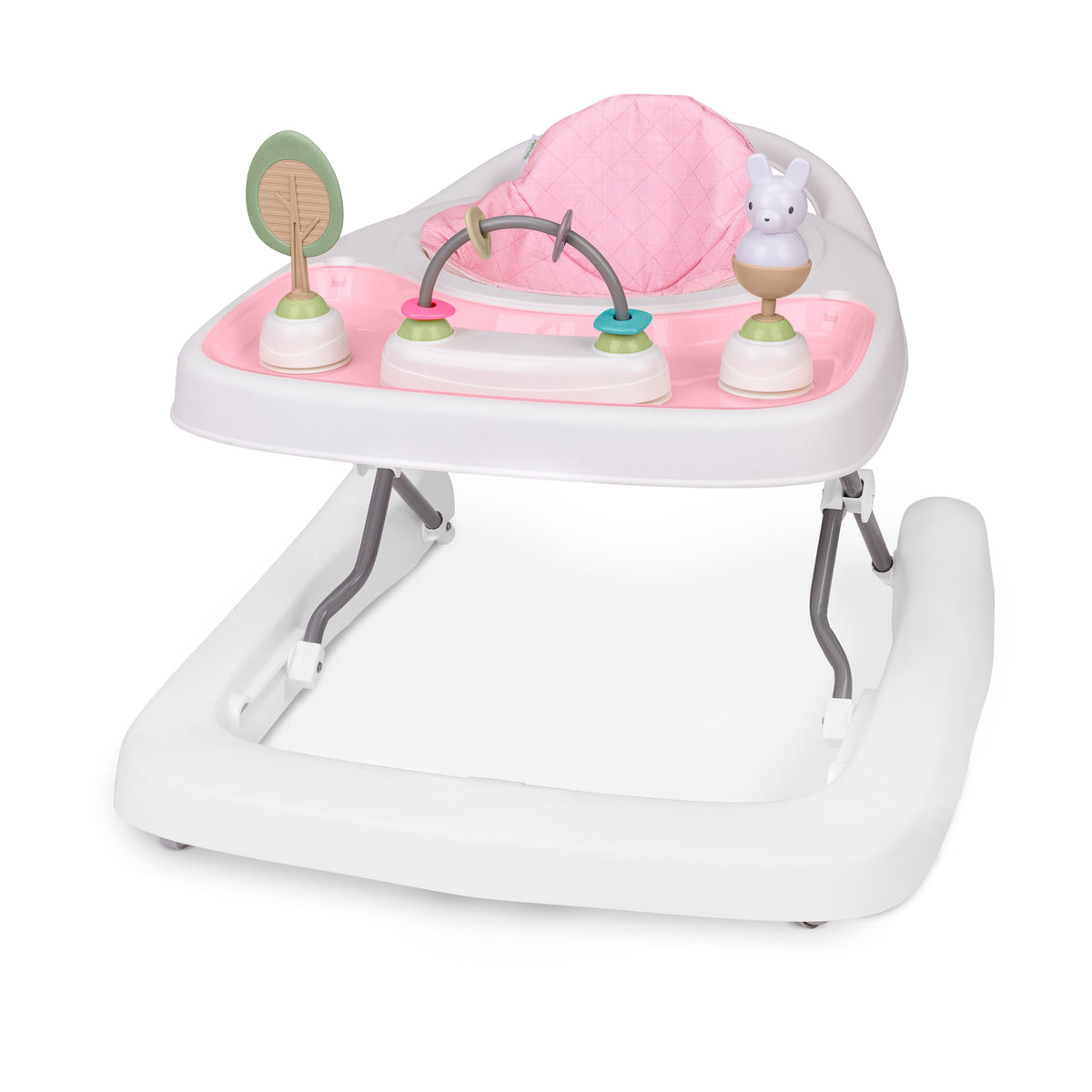 Ingenuity Step & Sprout 3-in-1 Foldable Baby Activity Walker with Removable Toys Ages 6 months +, First Forest - Pink