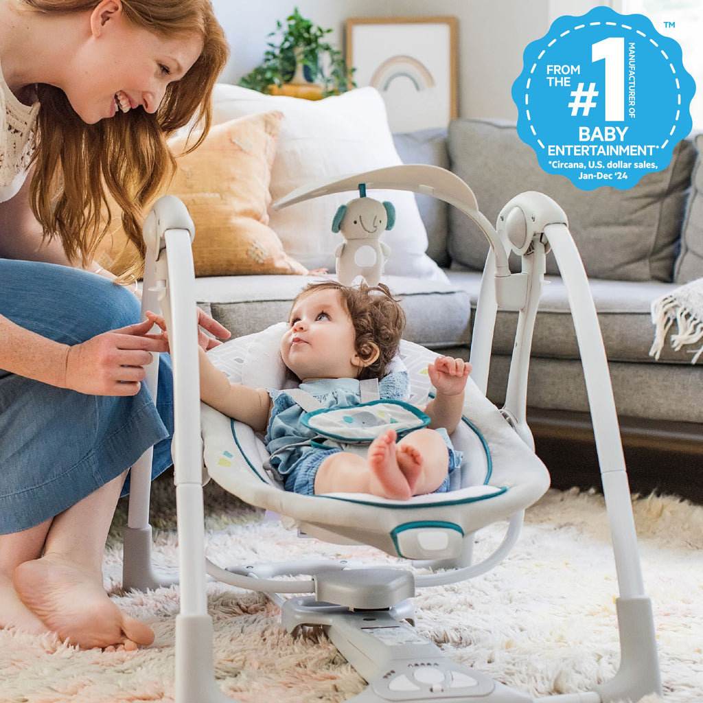 Ingenuity ConvertMe 2-in-1 Compact Portable Baby Swing 2 Infant Seat, Nash