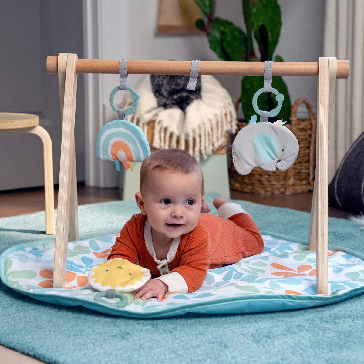 Ingenuity Sun Valley Wooden Toy Arch & Baby Play Mat, For Ages 0-36 Months