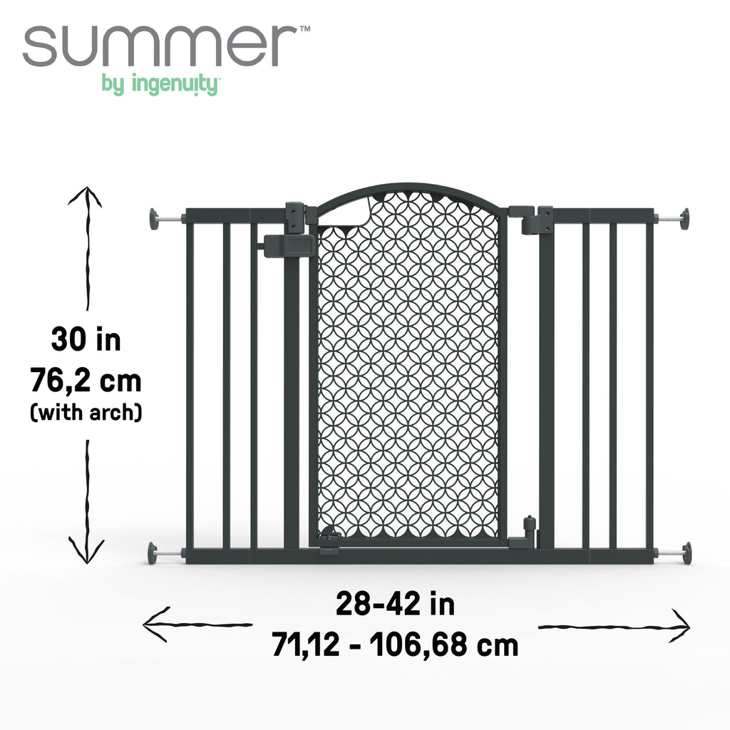 The Doorway 42W Series Pet and Baby Gate, Openings 28-42 Wide, 30 Tall, Grey