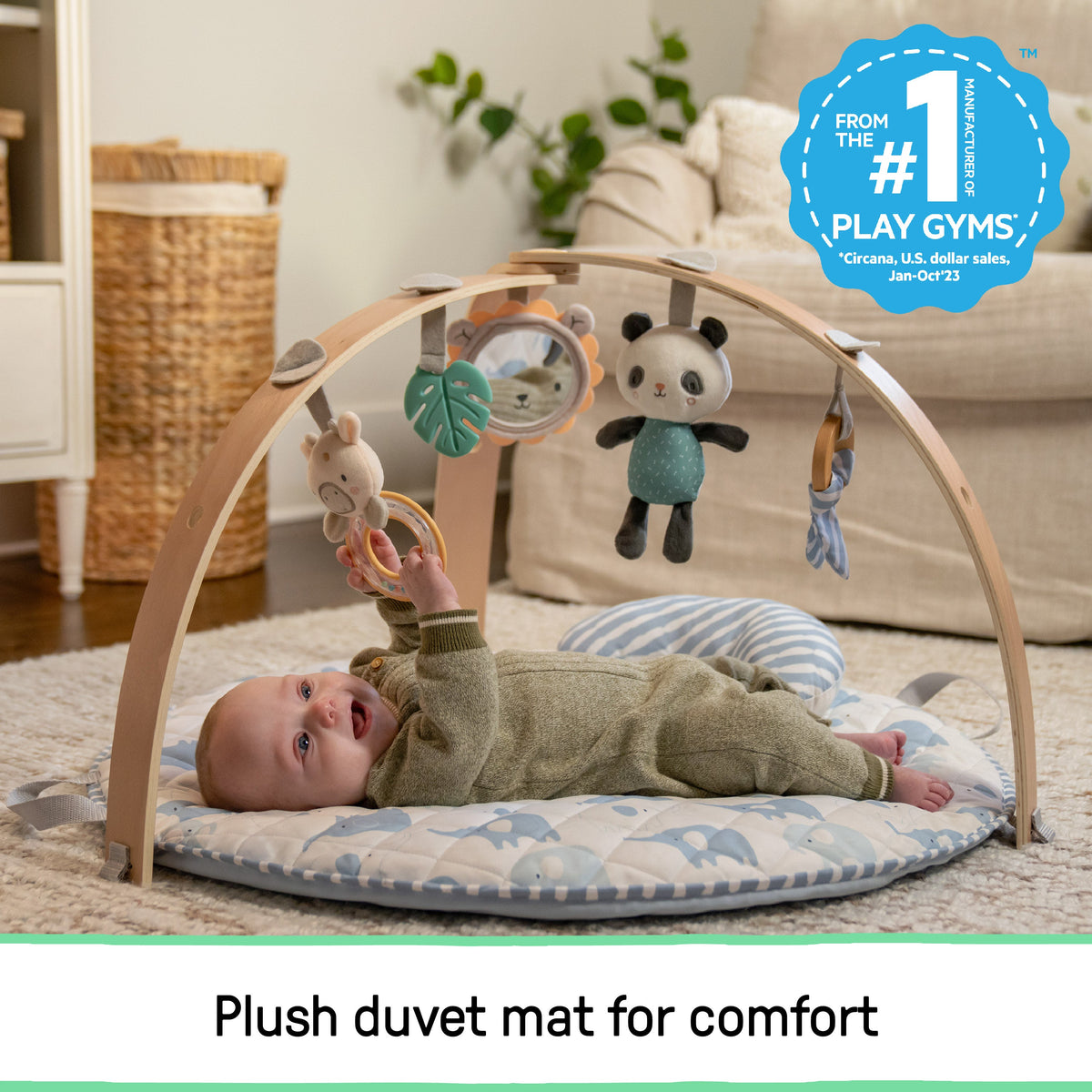 Ingenuity Cozy Spot Duvet Activity Gym with Self-Storage - Elephant March