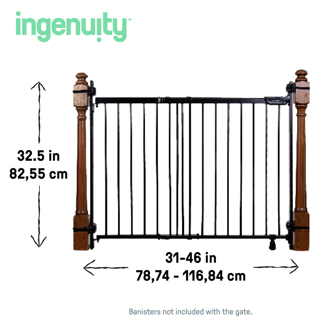 The Stairway+ 46W Series Pet and Baby Gate, Openings 31-46 Wide, 32.5 Tall - Black