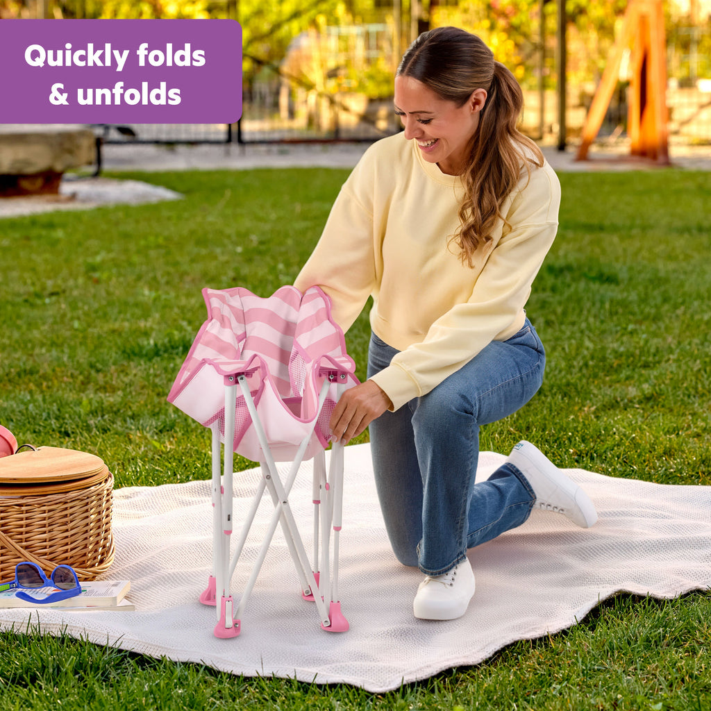 Bright Starts Pop 'N Chill Travel Seat, Pink Stripe