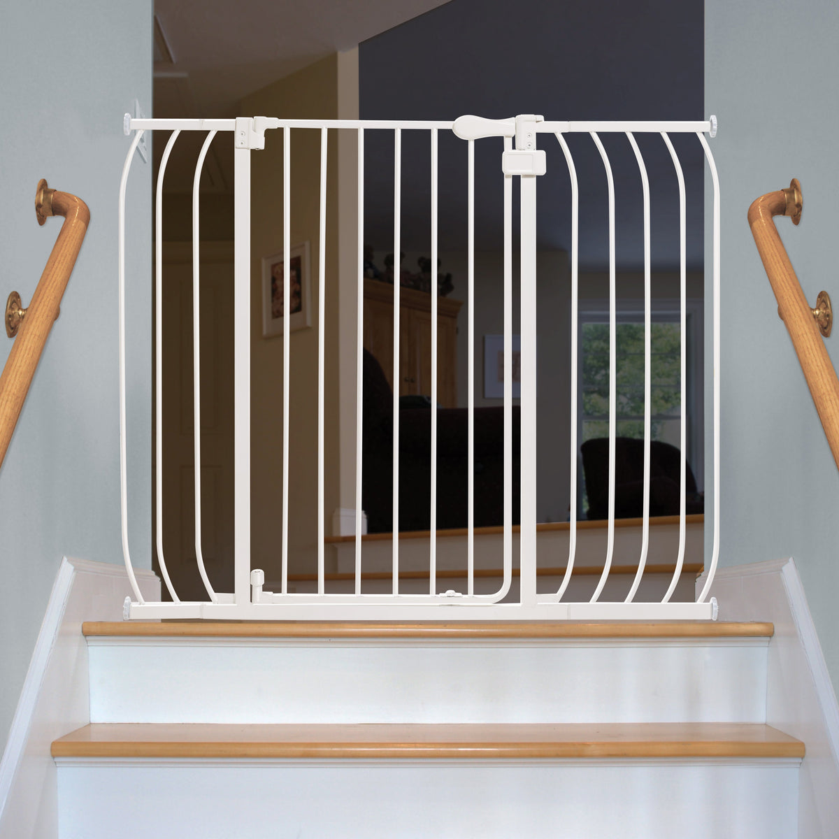 Multi-Use Extra Tall Walk-Thru Pet and Baby Gate, Openings 29-48 Wide, 36 Tall - White