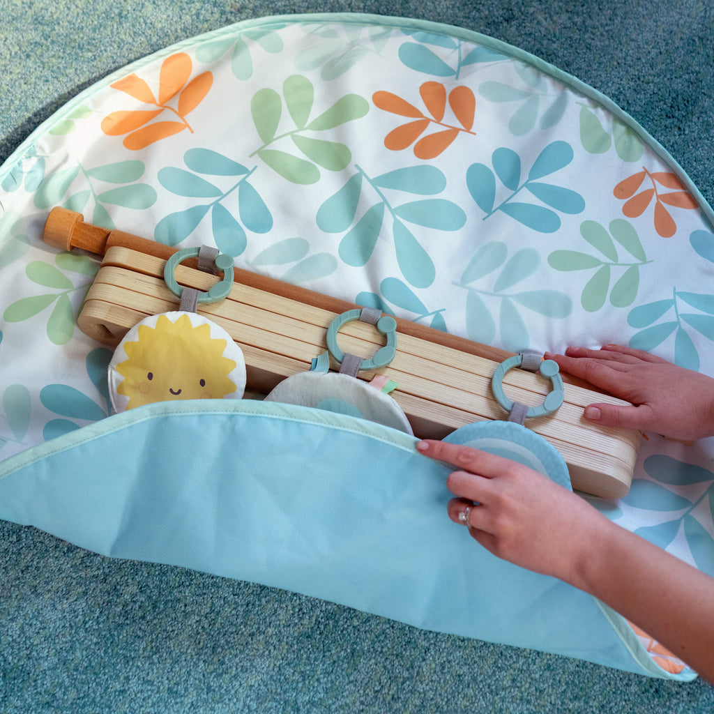 Ingenuity Sun Valley Wooden Toy Arch & Baby Play Mat, For Ages 0-36 Months