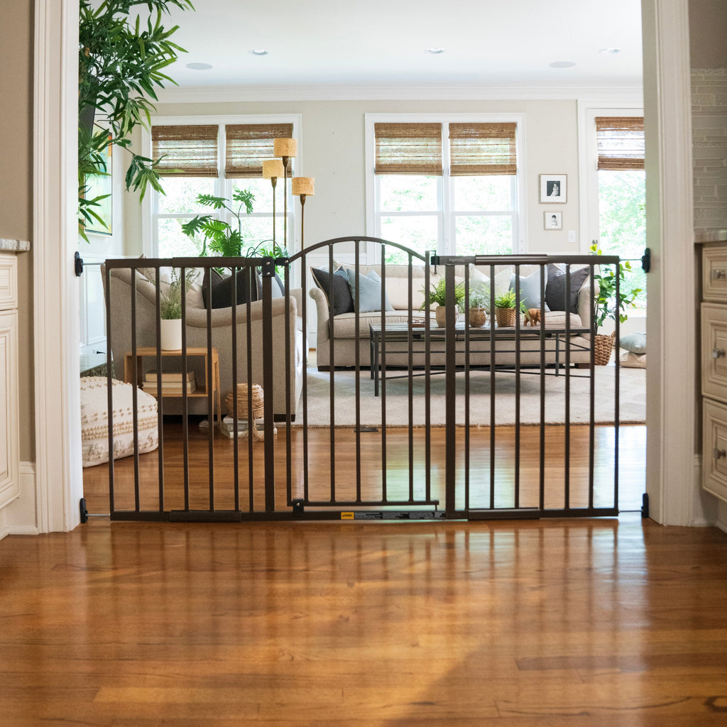 The Thruway 72XW Series Pet and Baby Metal Gate, Openings 44-72 wide, 36 tall - Bronze