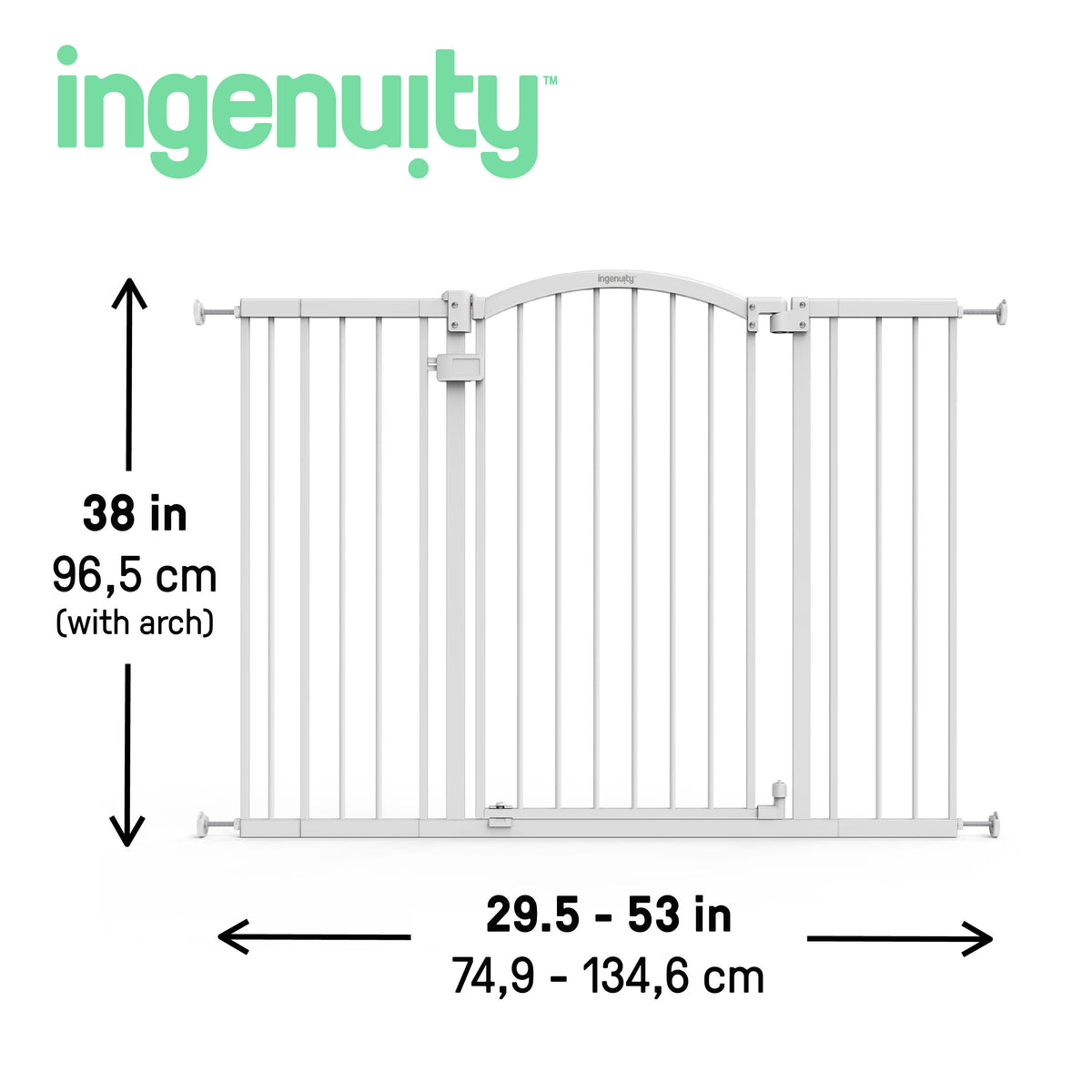 The Thruway 53W Series Pet and Baby Gate, Openings 29.5-53 Wide, 38 Tall - White