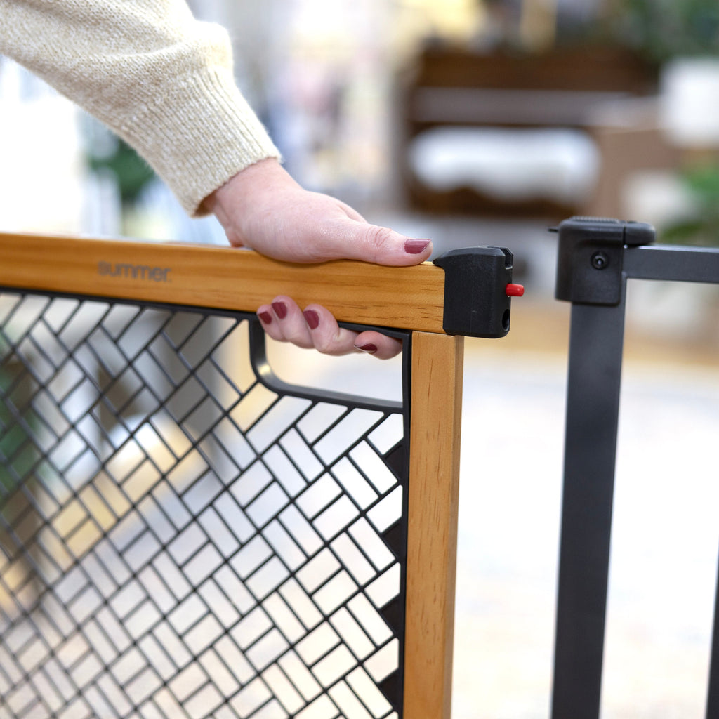 The Thruway 60XW Series Extra Wide Safety Pet and Baby Gate, 30-60 Wide, 26 Tall  Honey Oak