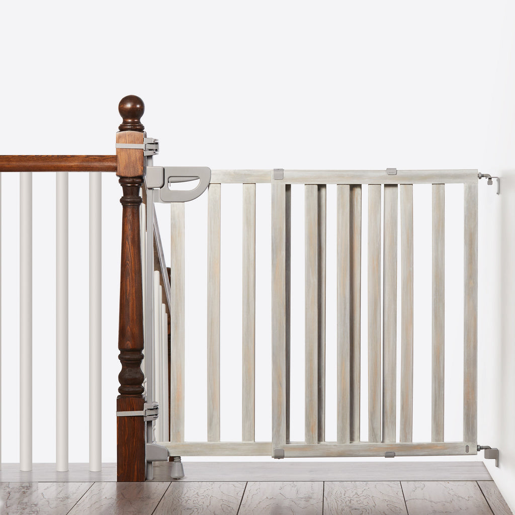 Wood Banister & Stair Pet and Baby Gate, Openings 33- 46 Wide