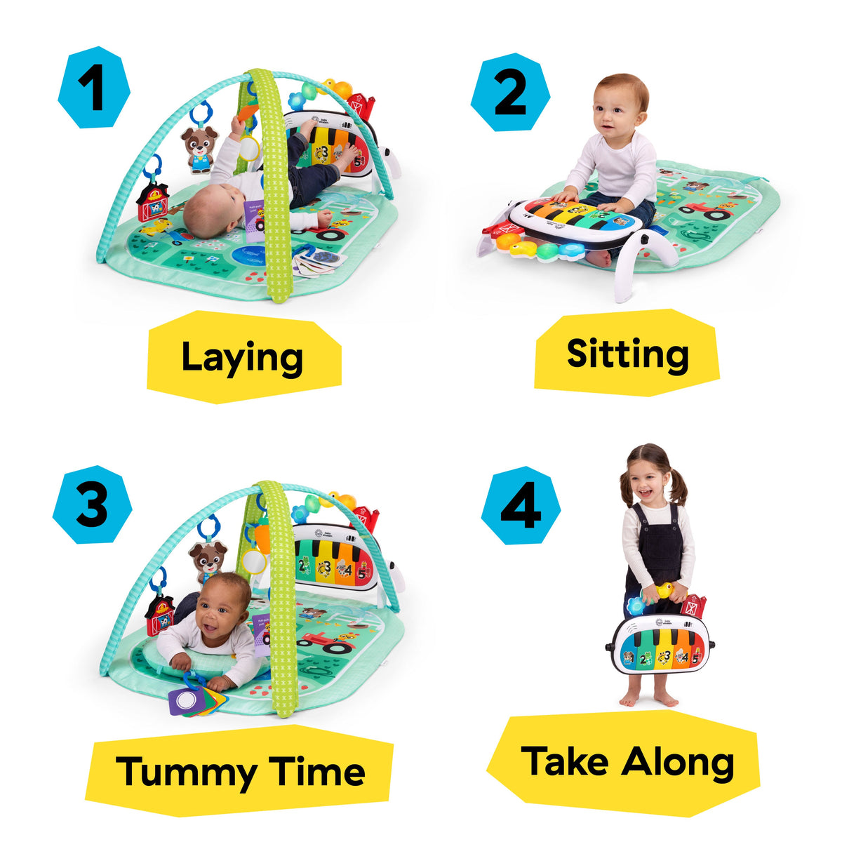 Baby Einstein Farm Explorers 4-in-1 Kickin Tunes Musical Meadow Music & Language Discovery Gym