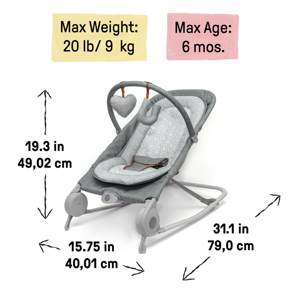 Summer by Ingenuity 2-in-1 Bouncer & Rocker- Gray