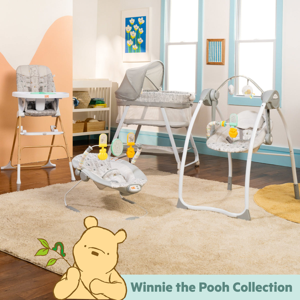 Bright Starts Disney Baby Winnie the Pooh Classic Pals Compact Folding High Chair - Grey