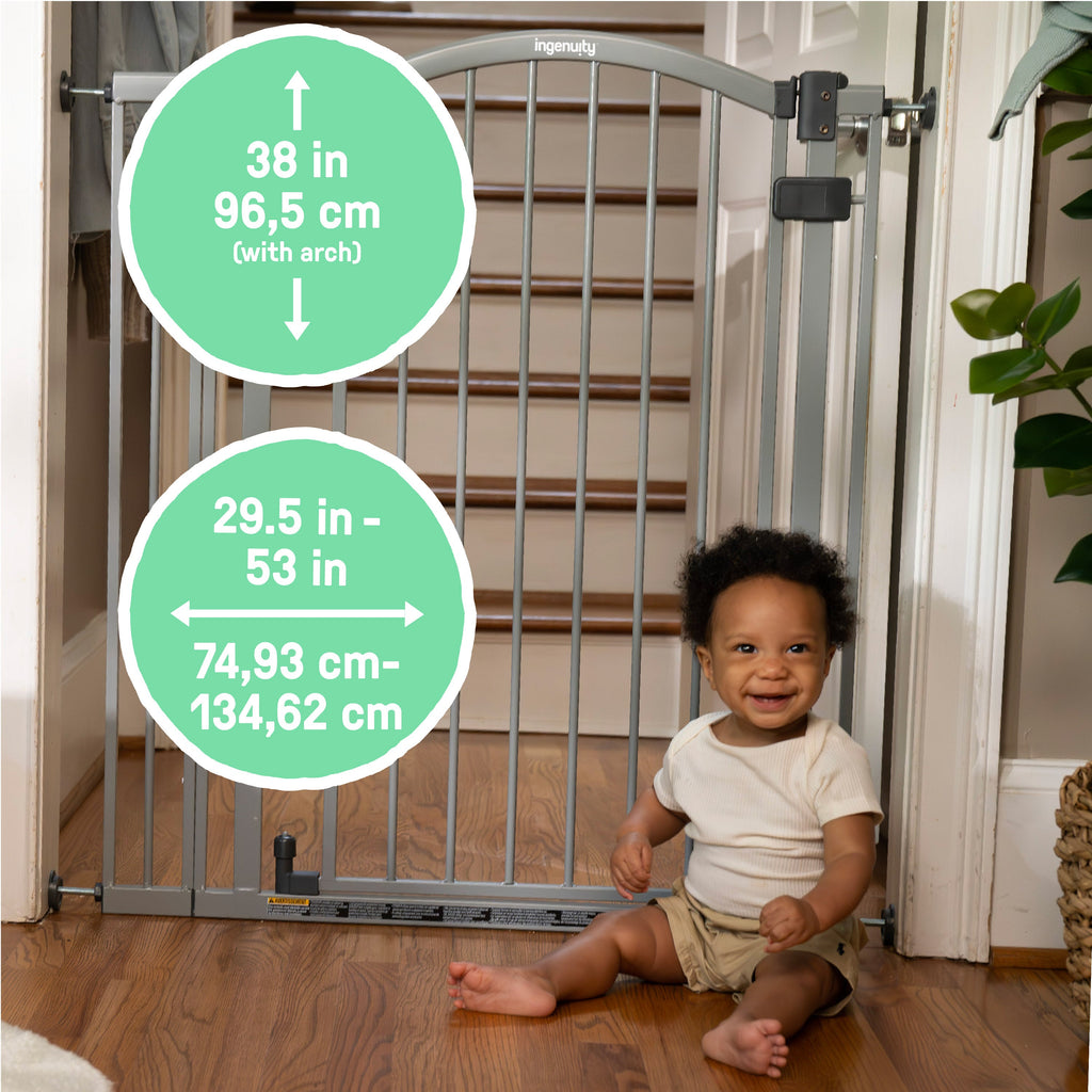 The Thruway 53W Series Pet and Baby Gate, Openings 29.5-53, 38 Tall - Gray