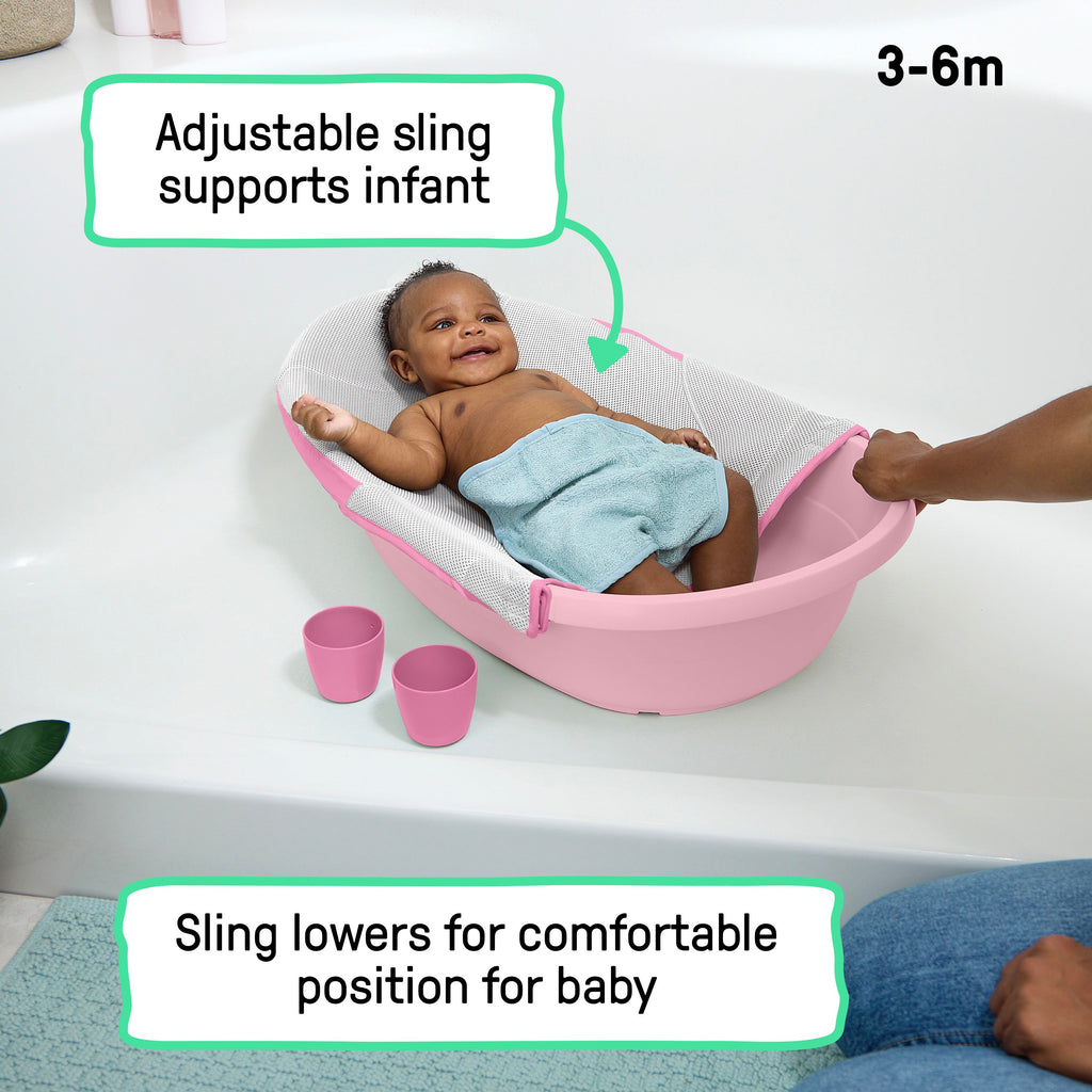 Ingenuity Room to Soak 4-in-1 Baby Tub, 4 Stages of Use, OM+ - Pink