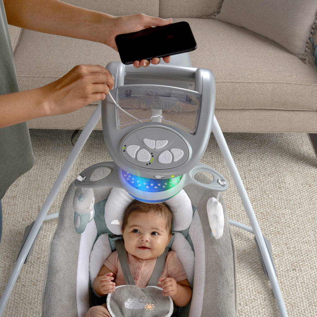 Ingenuity InLighten 2-in-1 Baby Swing & Rocker with Cool Mesh, Pemberton