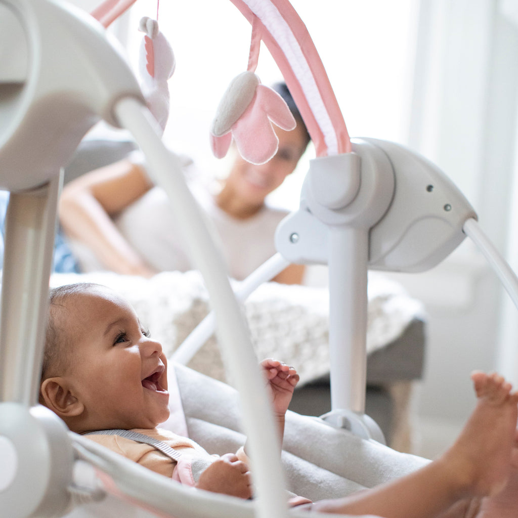 Ingenuity Comfort 2 Go Compact Portable Baby Swing, Flora the Unicorn