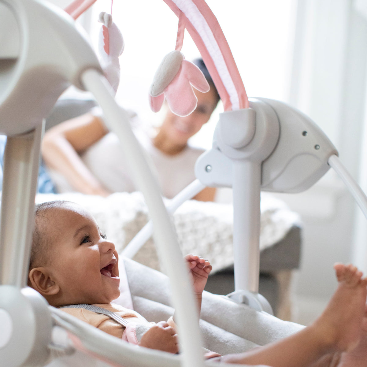 Ingenuity Comfort 2 Go Compact Portable Baby Swing, Flora the Unicorn