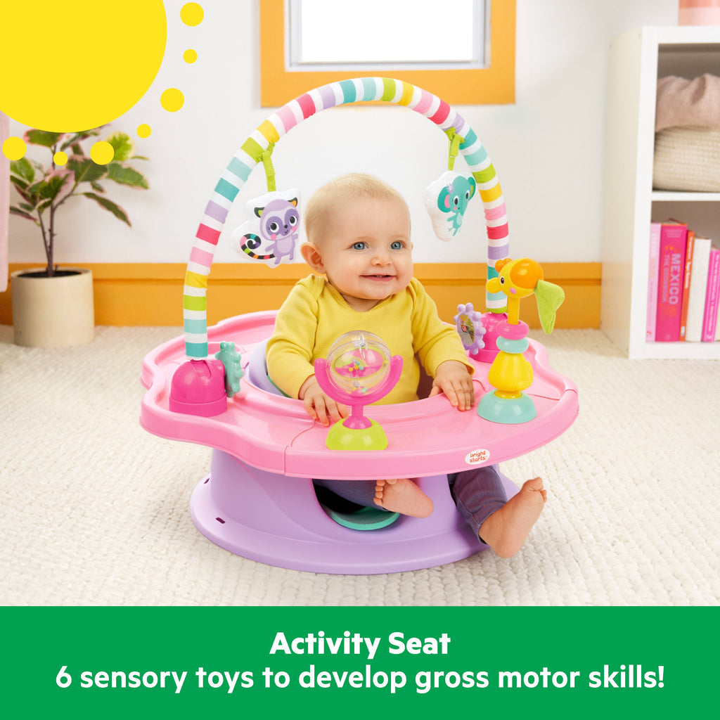 Bright Starts SuperSeat 3-in-1 Seat with Snacking Tray, Pink Paradise, 6 Months+