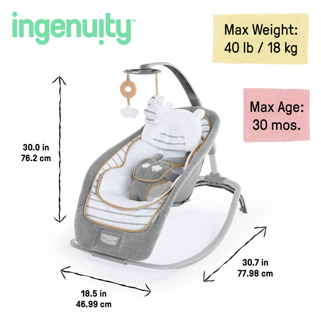 Ingenuity Boutique Collection Rocking Seat with Premium Plush Fabrics, Bella Teddy