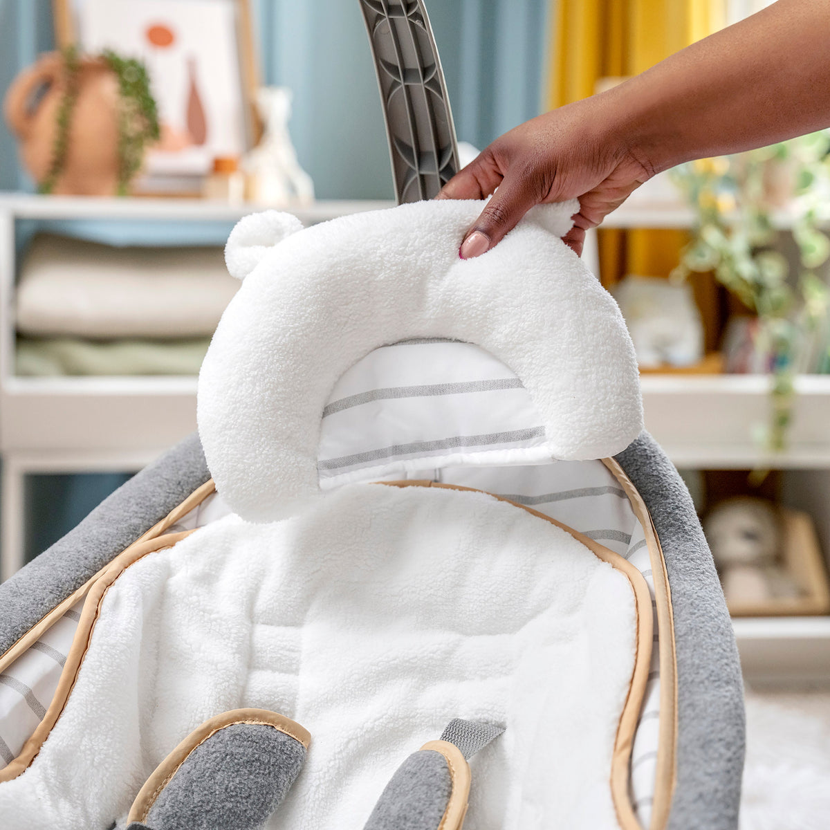 Ingenuity Boutique Collection Rocking Seat with Premium Plush Fabrics, Bella Teddy