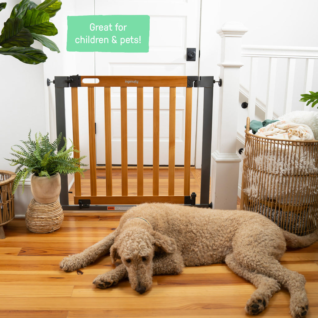 The Thruway 60XW Series Extra Wide Safety Pet and Baby Gate, 36-60 Wide - Honey Oak