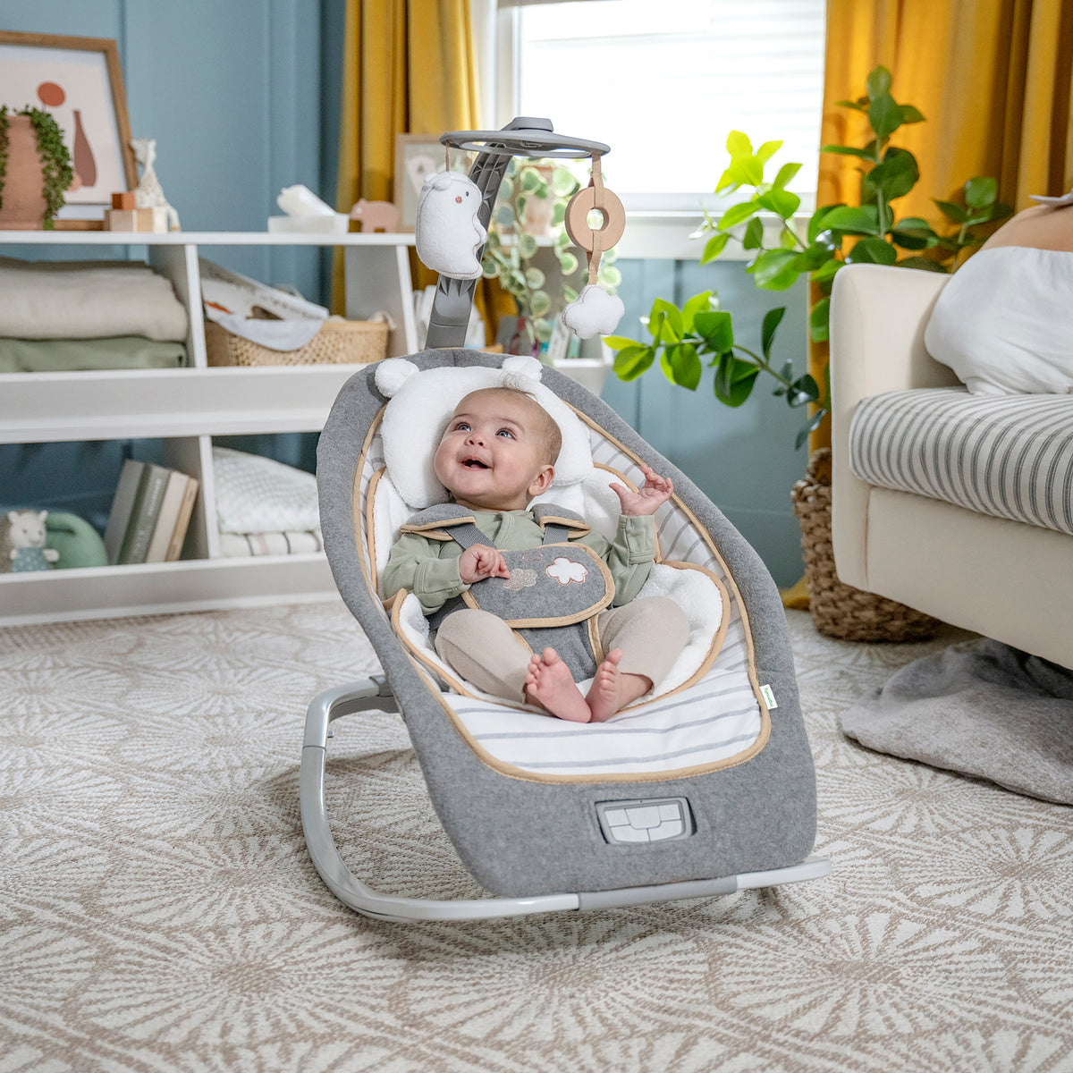 Ingenuity Boutique Collection Rocking Seat with Premium Plush Fabrics, Bella Teddy