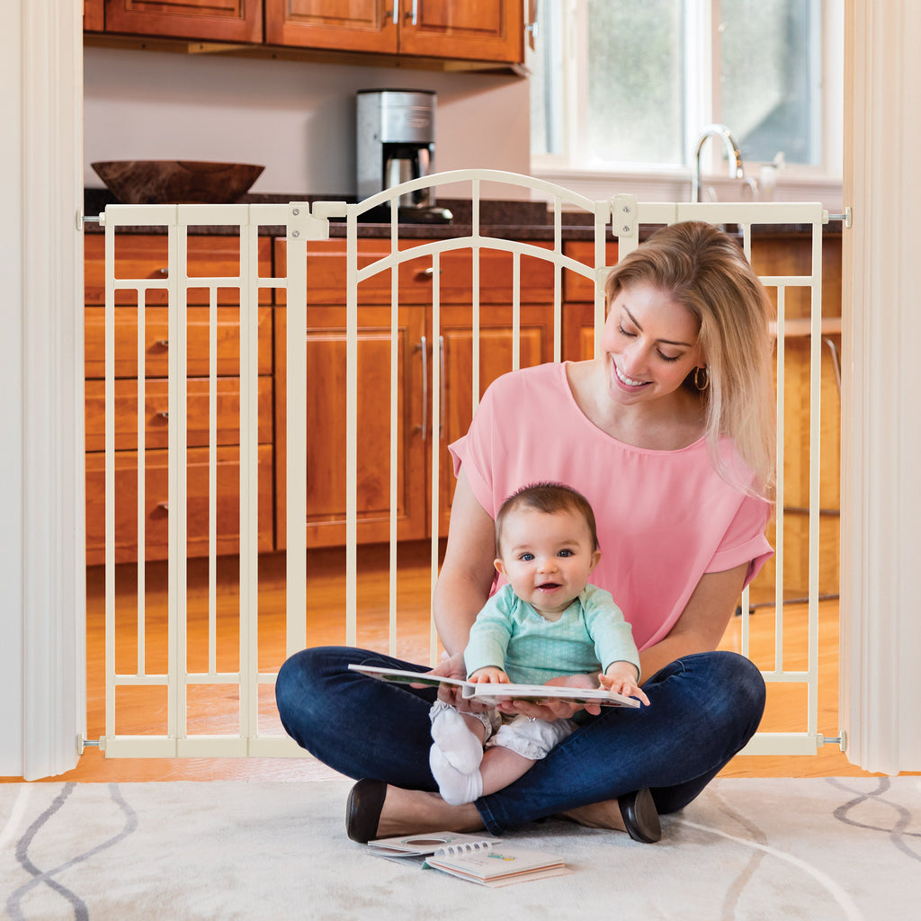 Multi-Use Decorative Extra Tall Walk-Thru Pet and Baby Gate, Openings 29-48 Wide - Beige