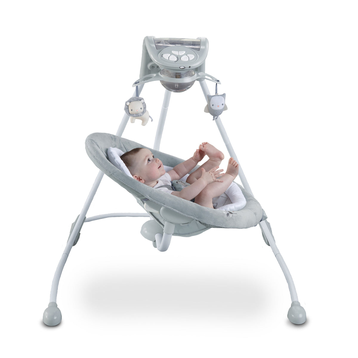 Ingenuity InLighten Baby Swing with Cool Mesh Fabric, Vibrations & Lights, Braden