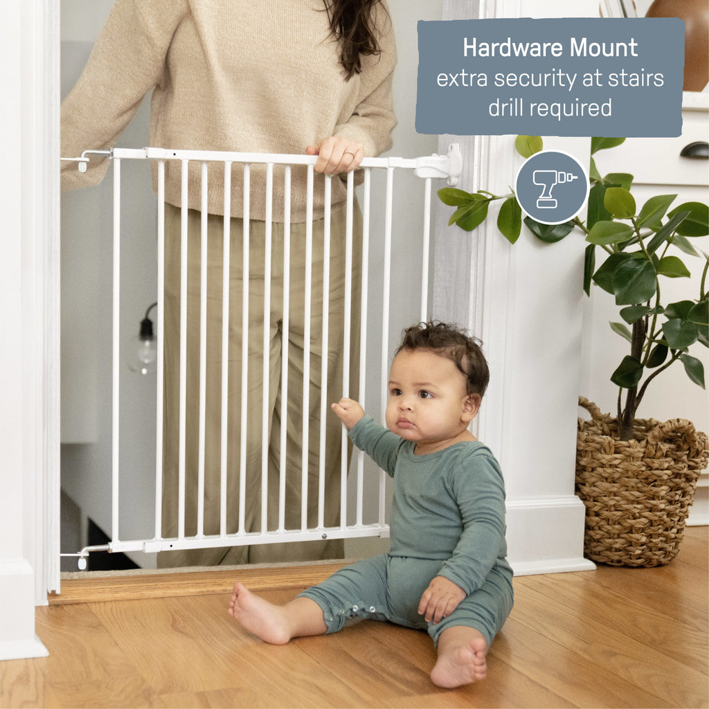 The Stairway 42W Series Safety Pet and Baby Gate, Openings from 28-42 Wide - White