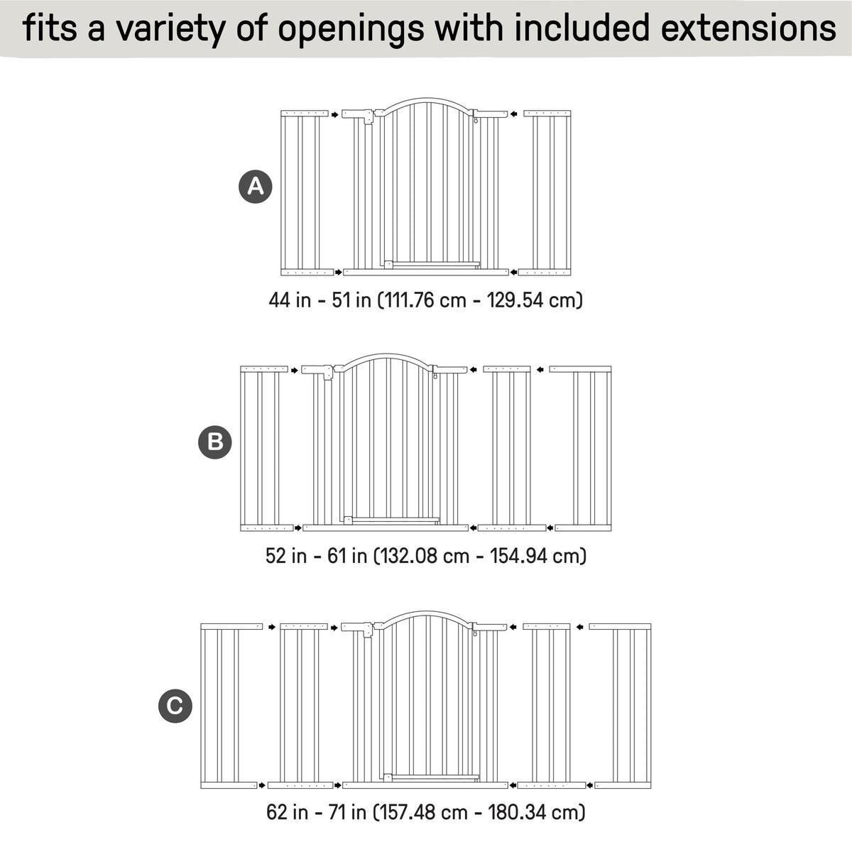 The Thruway 72XW Series Pet and Baby Metal Gate, Openings 44-72 wide, 36 tall - Bronze