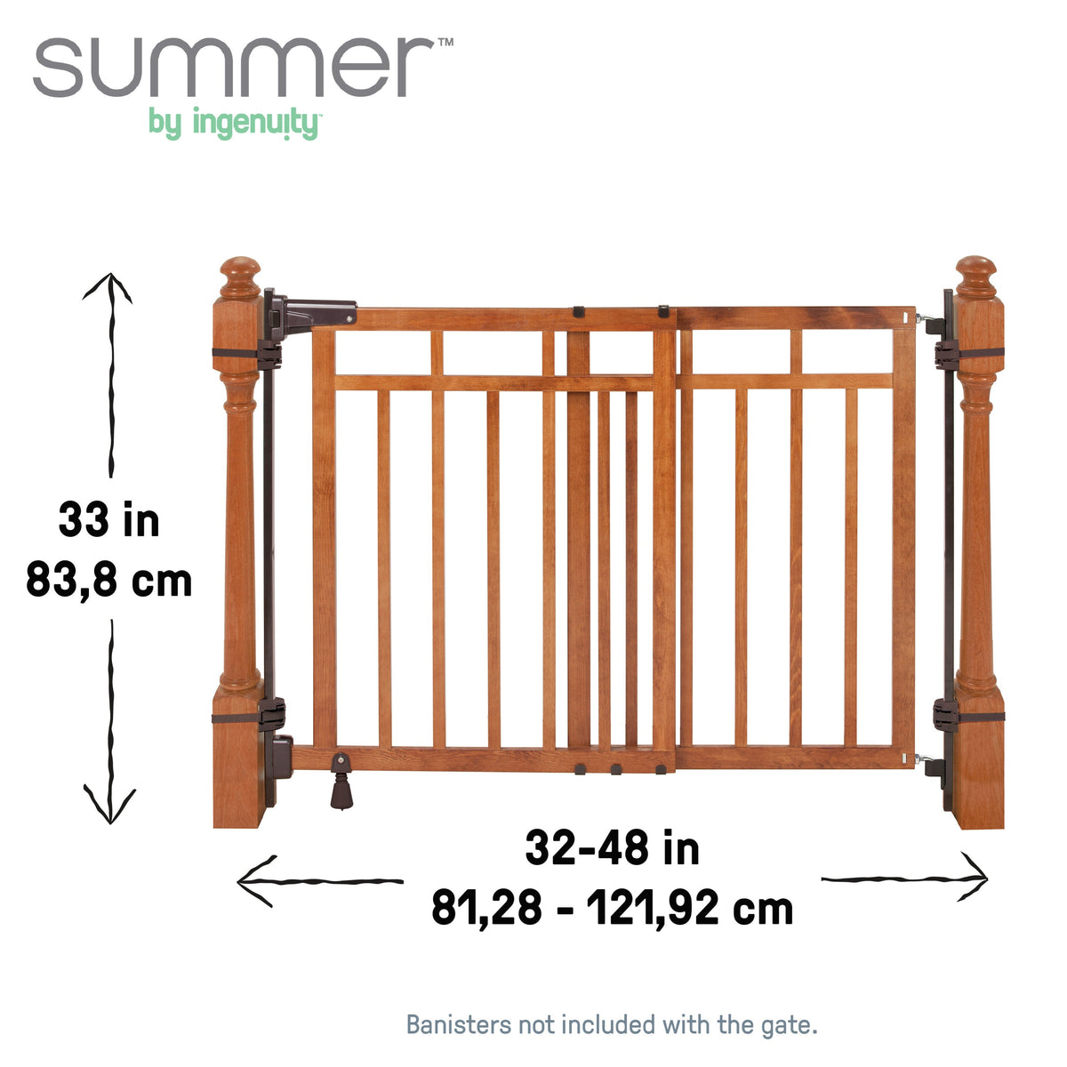 The Stairway+ 48W Series Pet and Baby Gate with Dual Banister Kit, Openings 32 to 48 Wide, 33 Tall