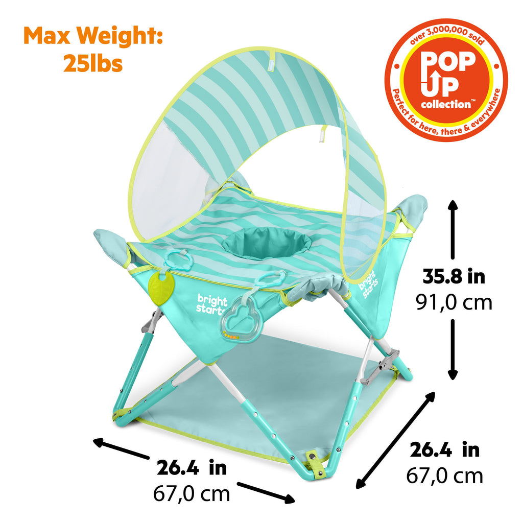 Bright Starts Pop 'N Jump Indoor Outdoor Portable Baby Activity Center - Sky Stripes Blue