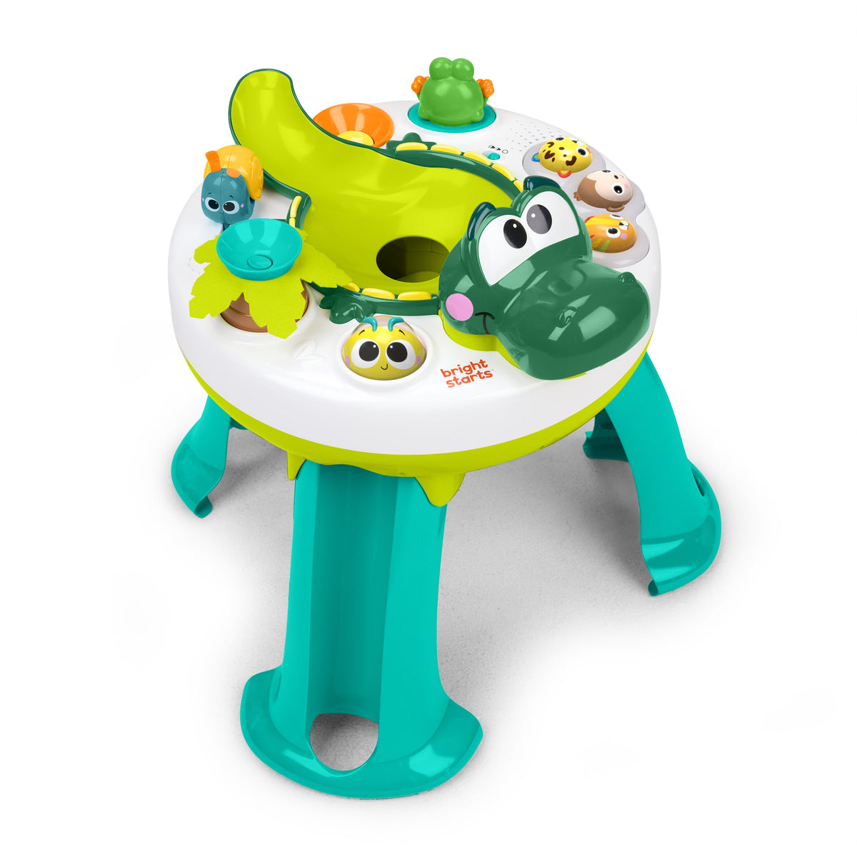 Bright Starts Giggly Gator Pop Activity Table, 45+ Sounds, Melodies & Lights, Spinning Ball Drop, Unisex, 6M+
