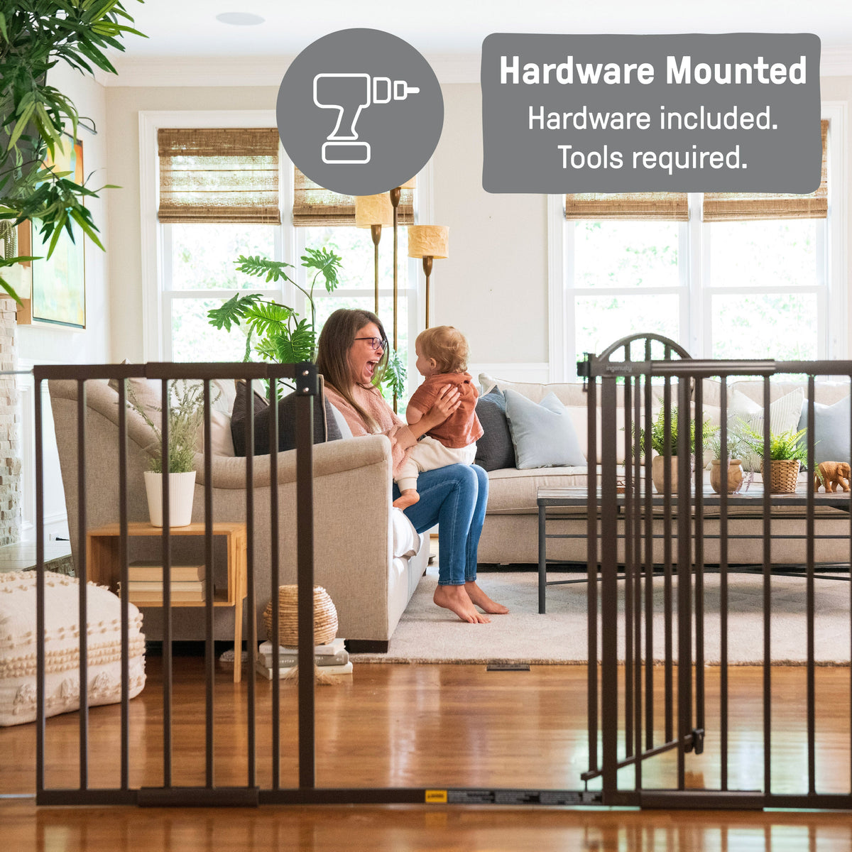 The Thruway 72XW Series Pet and Baby Metal Gate, Openings 44-72 wide, 36 tall - Bronze