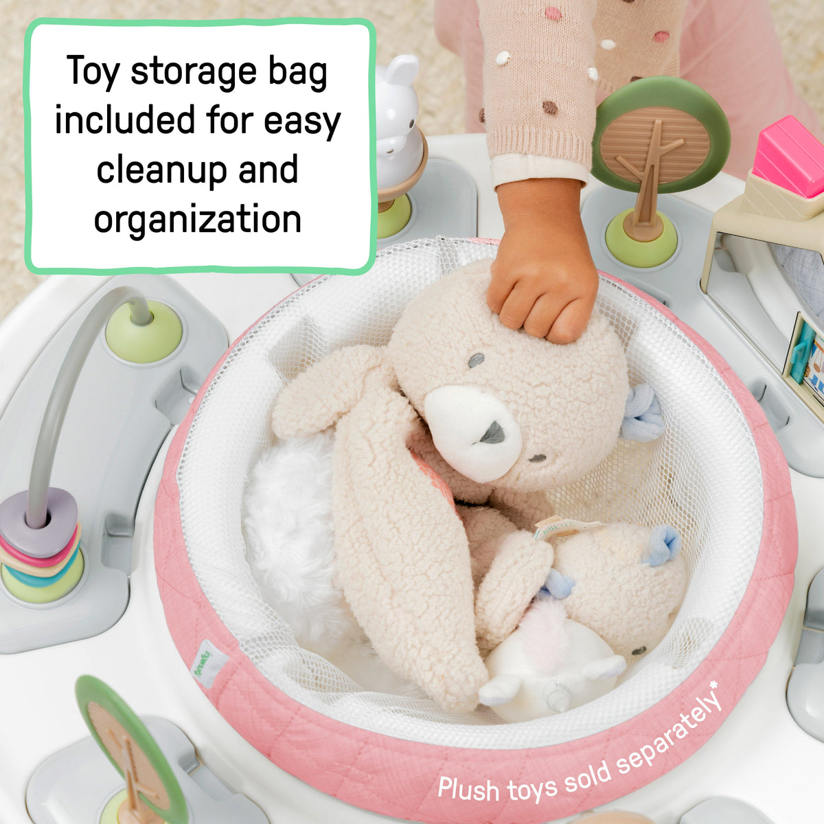 Ingenuity Spring & Sprout 2-in-1 Baby Activity Center Jumper and Table with Infant Toys - Ages 6 months +, First Forest