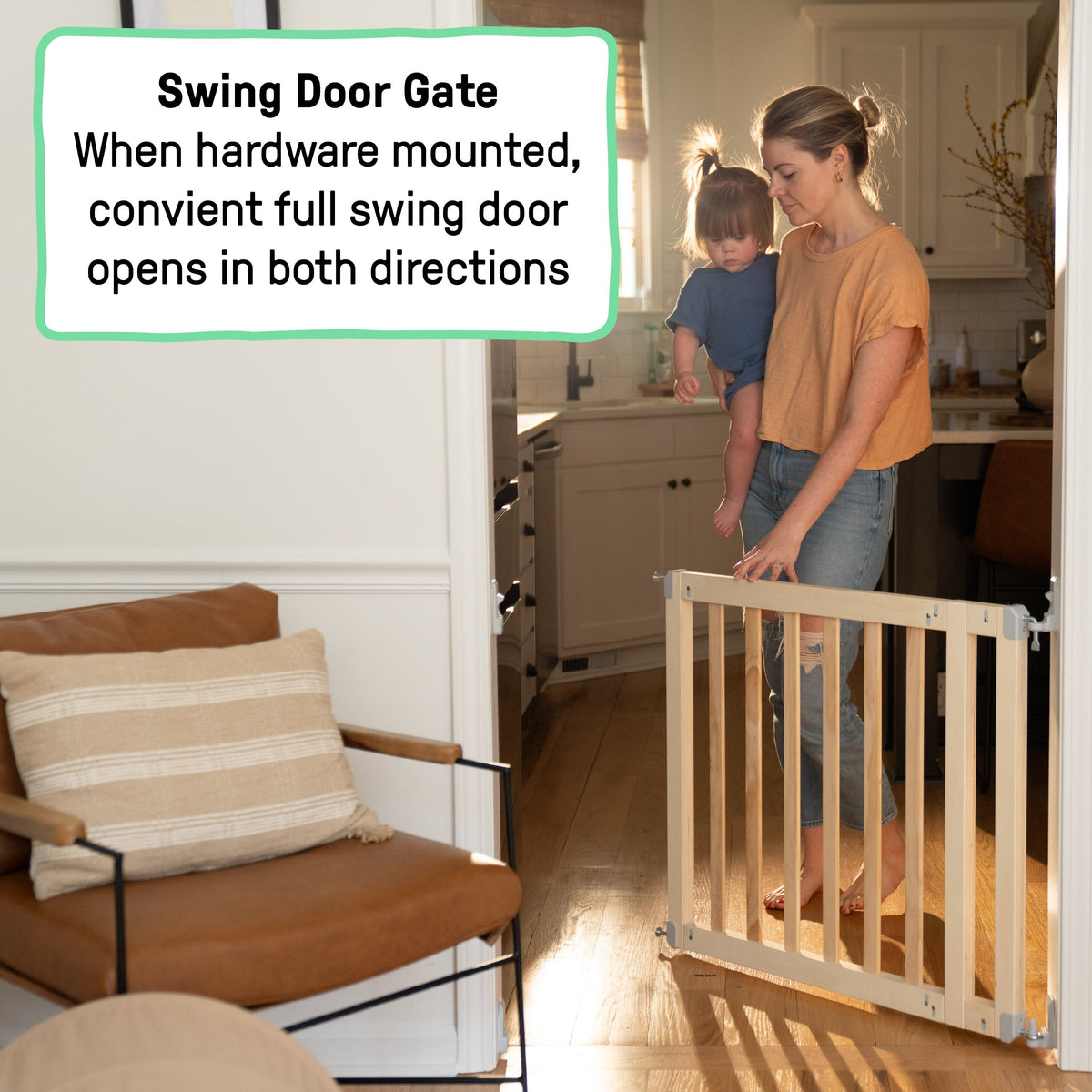 The Doorway 36S Series Custom Collection Pet and Baby Gate, Openings 30-36 Wide, 22 Tall - Natural Wood