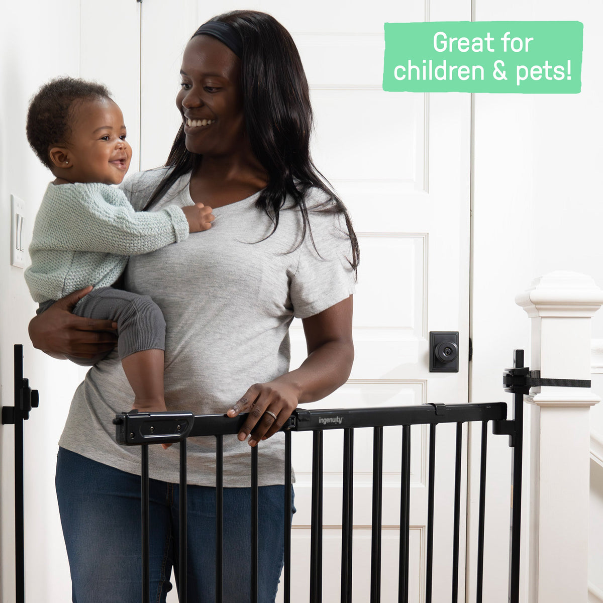 The Stairway+ 46W Series Pet and Baby Gate, Openings 31-46 Wide, 32.5 Tall - Black