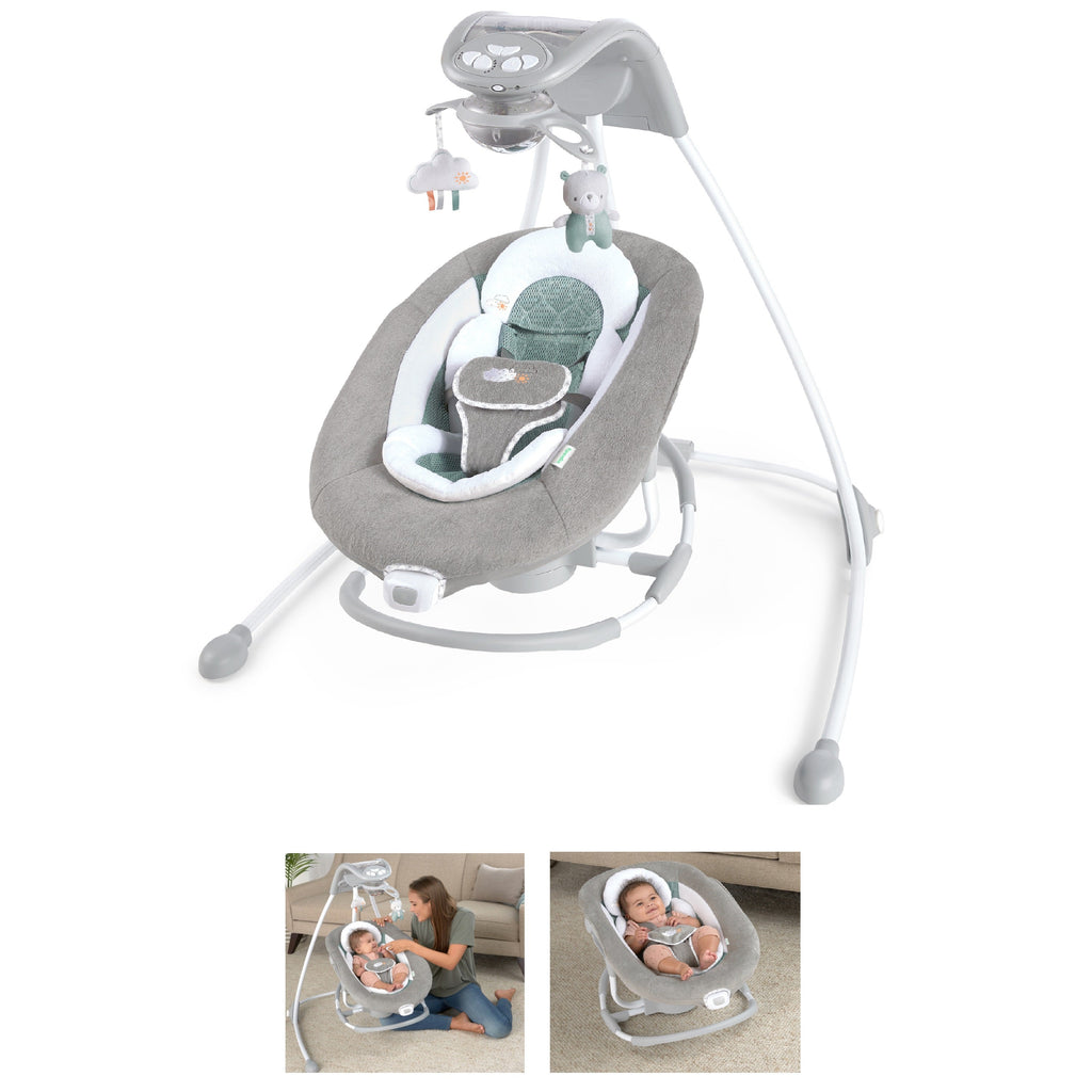 Ingenuity InLighten 2-in-1 Baby Swing & Rocker with Cool Mesh, Pemberton