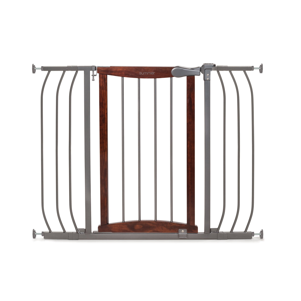 Anywhere Decorative Walk-Thru Pet and Baby Gate, Openings 28  42.5- Walnut/Charcoal