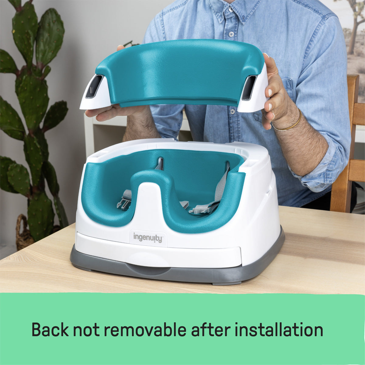 Ingenuity Baby Base 2-in-1 Booster Feeding and Floor Seat, Peacock Blue