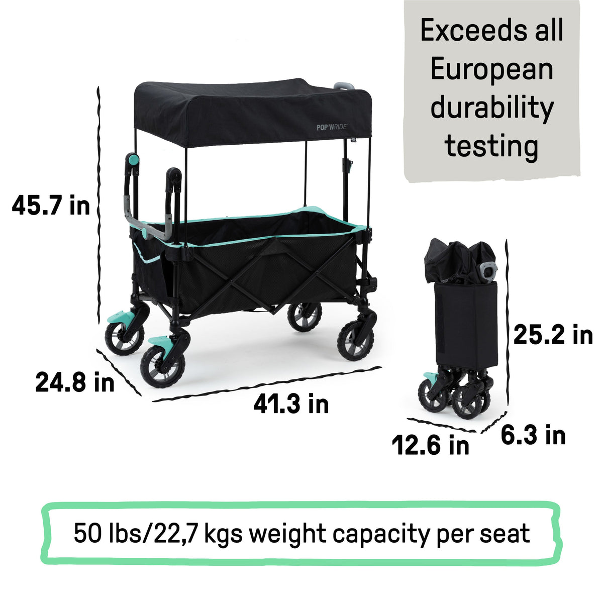 Summer by Ingenuity Pop 'N Ride Stroller Wagon - Black & Teal